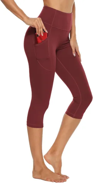 Stelle Women's Capri Yoga Pants with Pockets Essential High Waisted Legging for Workout