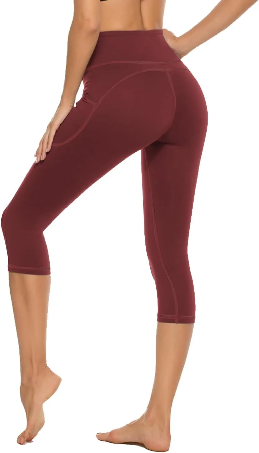 Stelle Women's Capri Yoga Pants with Pockets Essential High Waisted Legging for Workout