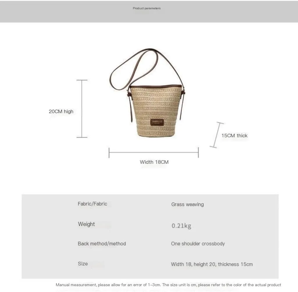 Straw Bag Straw Bucket Bag 2024 New Popular Versatile Crossbody Bag Korean Version Niche Small Bag Straw Beach Bag