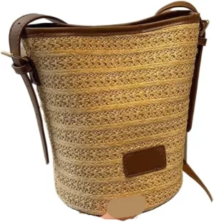 Straw Bag Straw Bucket Bag 2024 New Popular Versatile Crossbody Bag Korean Version Niche Small Bag Straw Beach Bag