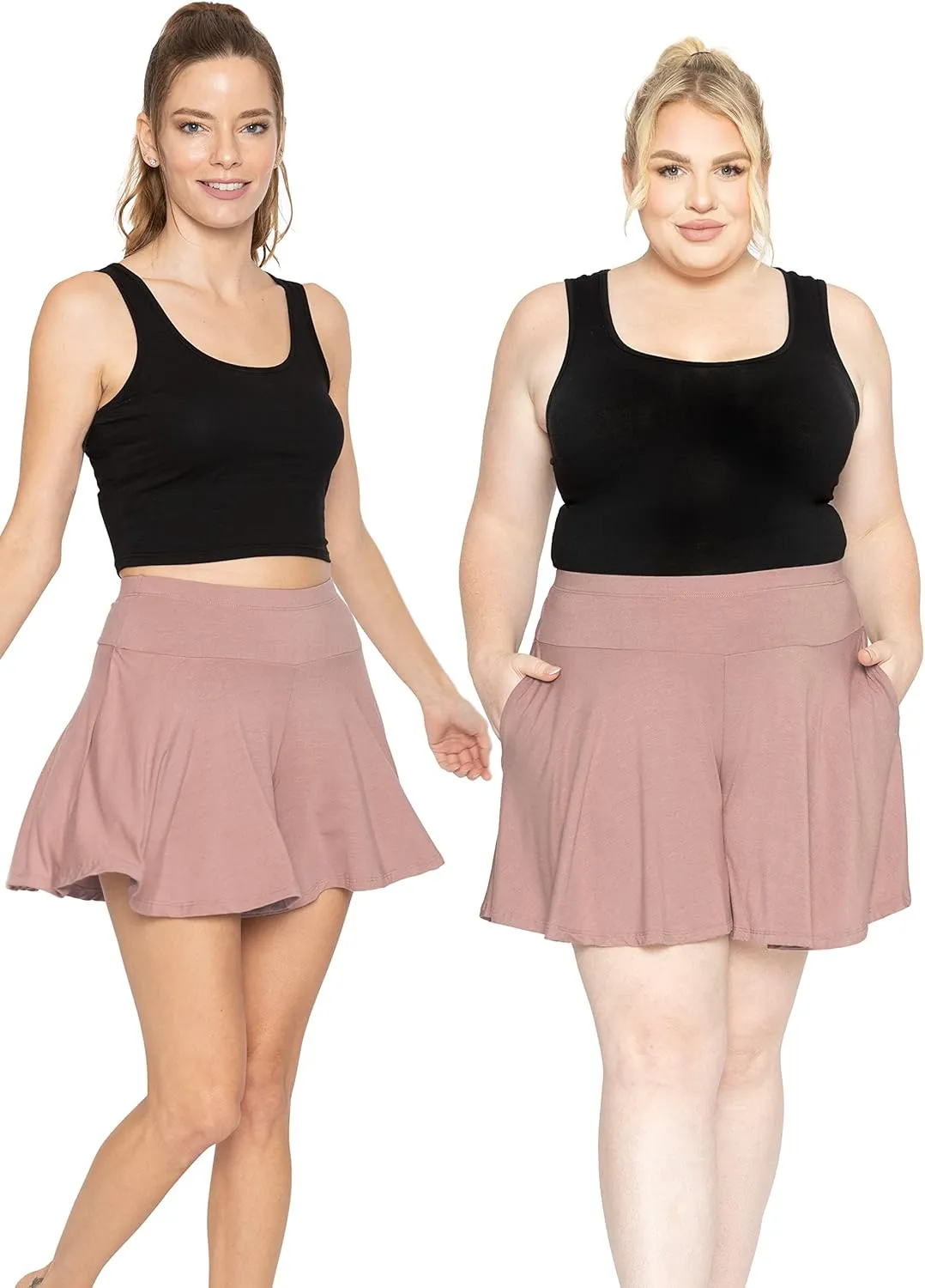 STRETCH IS COMFORT Womens and Plus Size Flowy Wide Leg Shorts with Pockets | S-5X