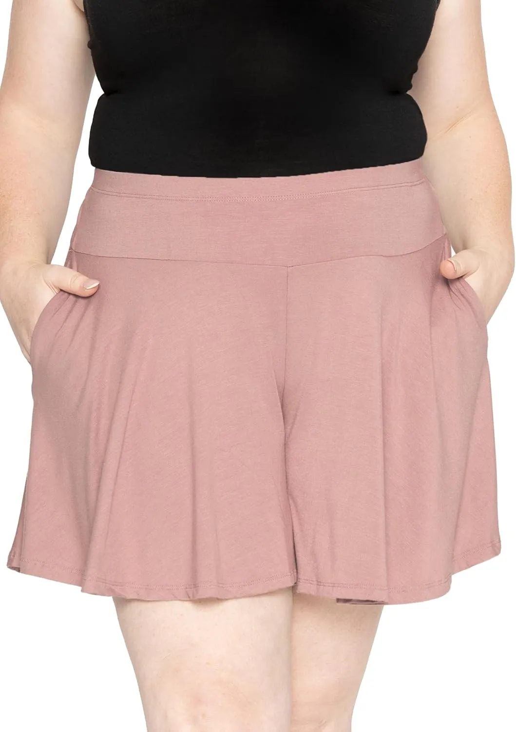STRETCH IS COMFORT Womens and Plus Size Flowy Wide Leg Shorts with Pockets | S-5X