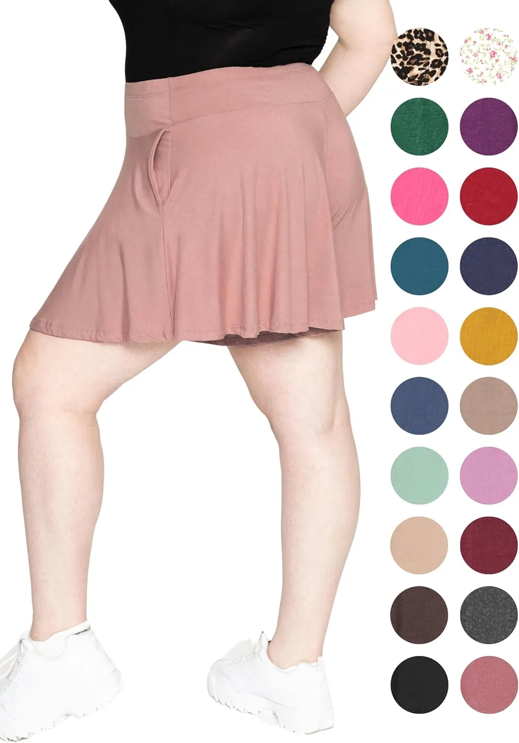 STRETCH IS COMFORT Womens and Plus Size Flowy Wide Leg Shorts with Pockets | S-5X