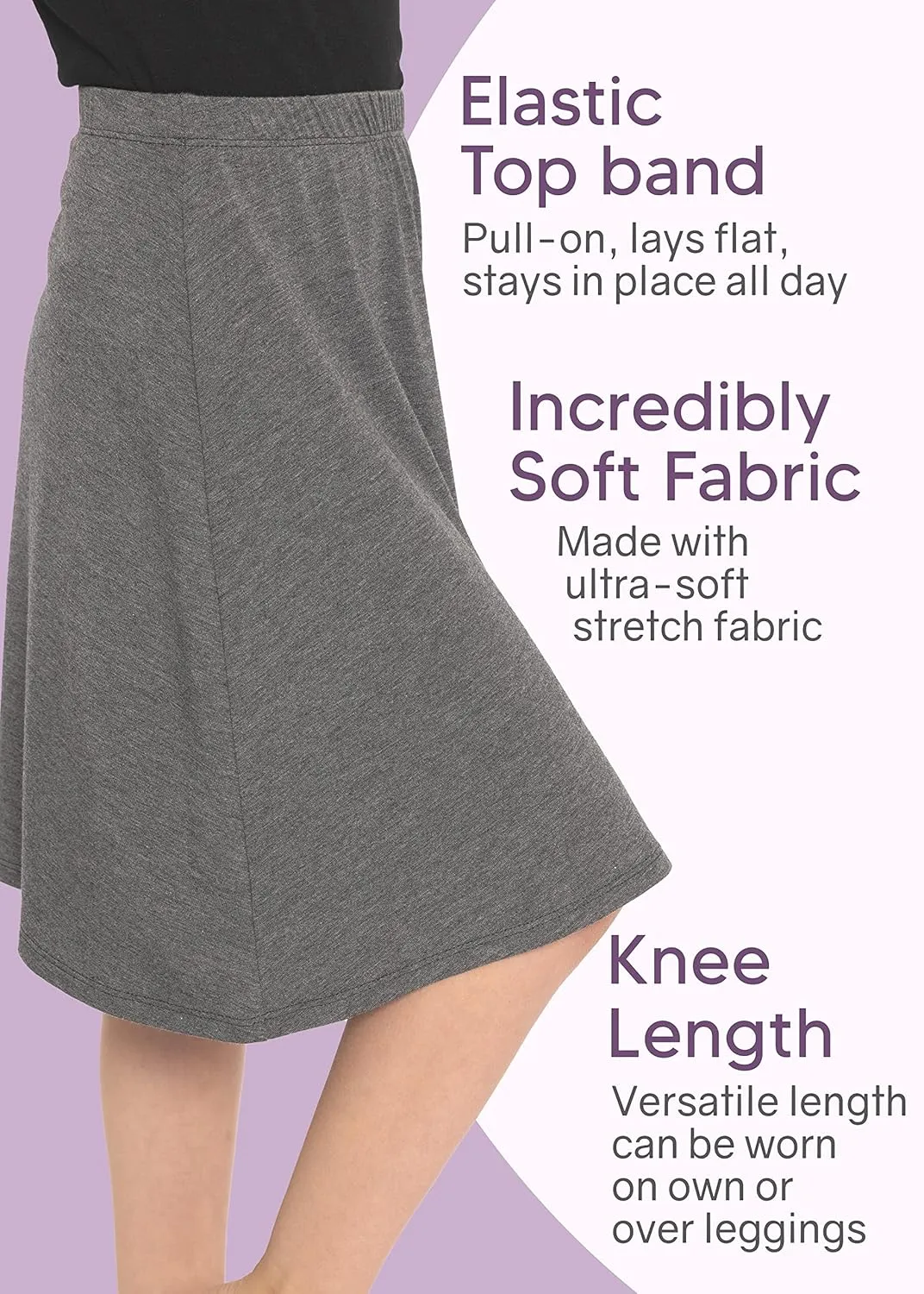 STRETCH IS COMFORT Youth Girls Flowy A-Line Skirt Knee Length and Ankle Length | Kids | Sizes 4-16