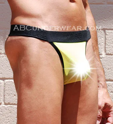 Stylish and Vibrant Sheer Neon Micro Thong for Men