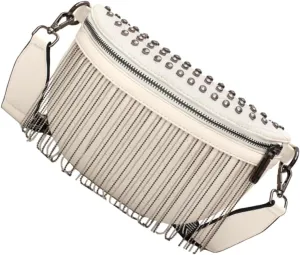 Stylish Rivet Fanny Pack for Women Versatile Chest Bag with Tassel Detail for Shopping Travel and Everyday Use Organizes Cards Cash and Essentials