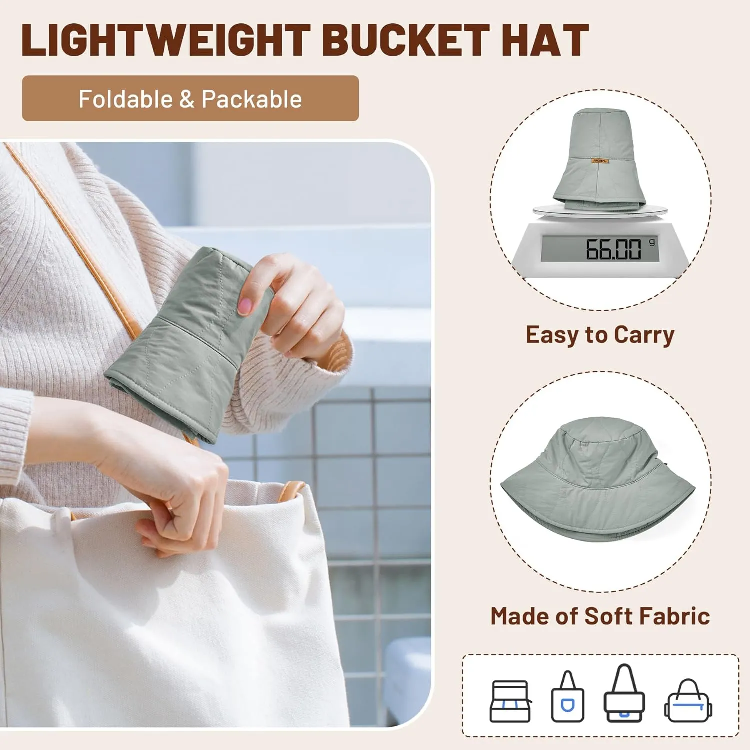 Sukeen Winter Bucket Hat Women Men Lightweight Cotton Filled Warm Hat Waterproof Adjustable Fisherman Hat for Hiking, Travel