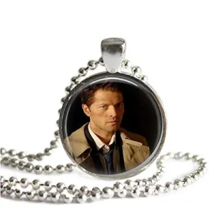 Supernatural Castiel Trench Coat 1 Inch Silver Plated Pendant Necklace