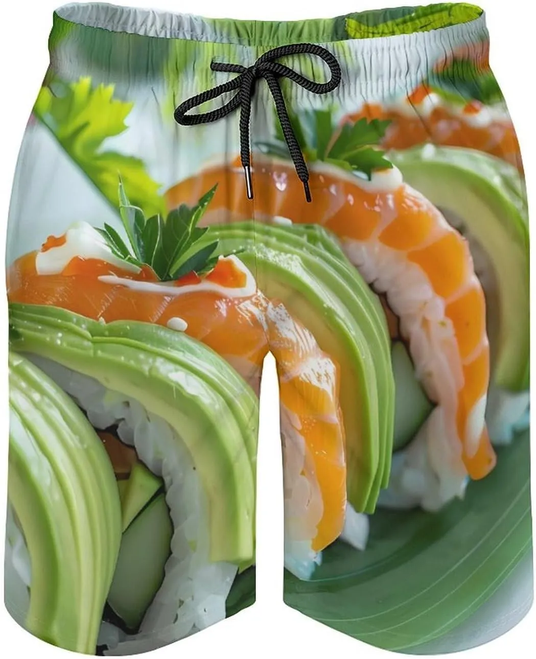 Sushi Dill Pickles Print Men's Swim Trunks Quick Dry Board Shorts Breathable Summer Beach Shorts Bathing Suits