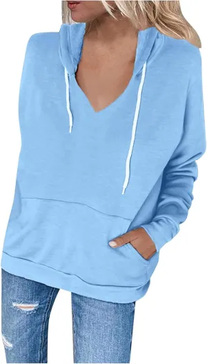 Sweatshirt for Women Fall Jacket Oversized Casual Zip Up Drawstring Hoodie w Pockets Long Sleeve Solid Outerwear Tops