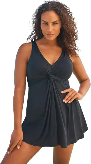 Swim 365 Women's Plus Size Twist-Front Swim Dress