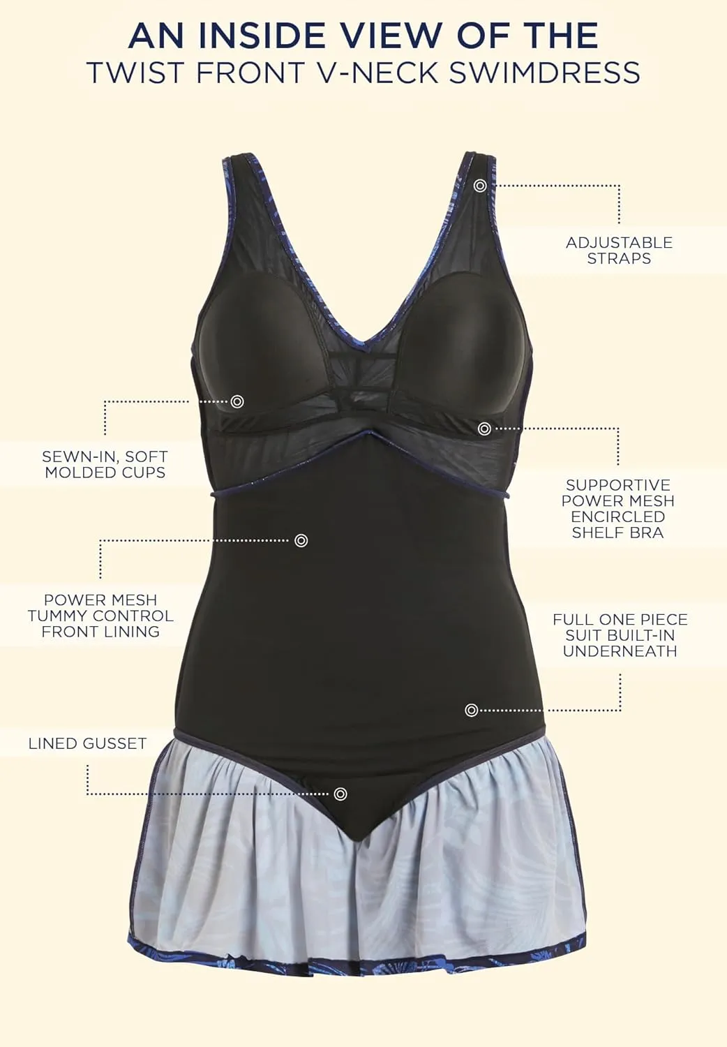 Swim 365 Women's Plus Size Twist-Front Swim Dress