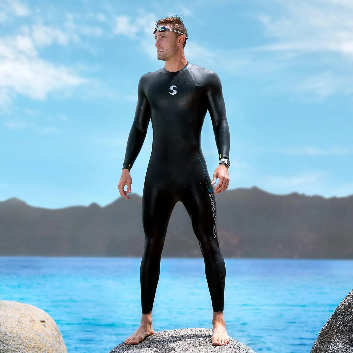 Synergy Triathlon Wetsuit 3/2mm - Volution Full Sleeve Smoothskin Neoprene for Open Water Swimming Ironman & USAT Approved