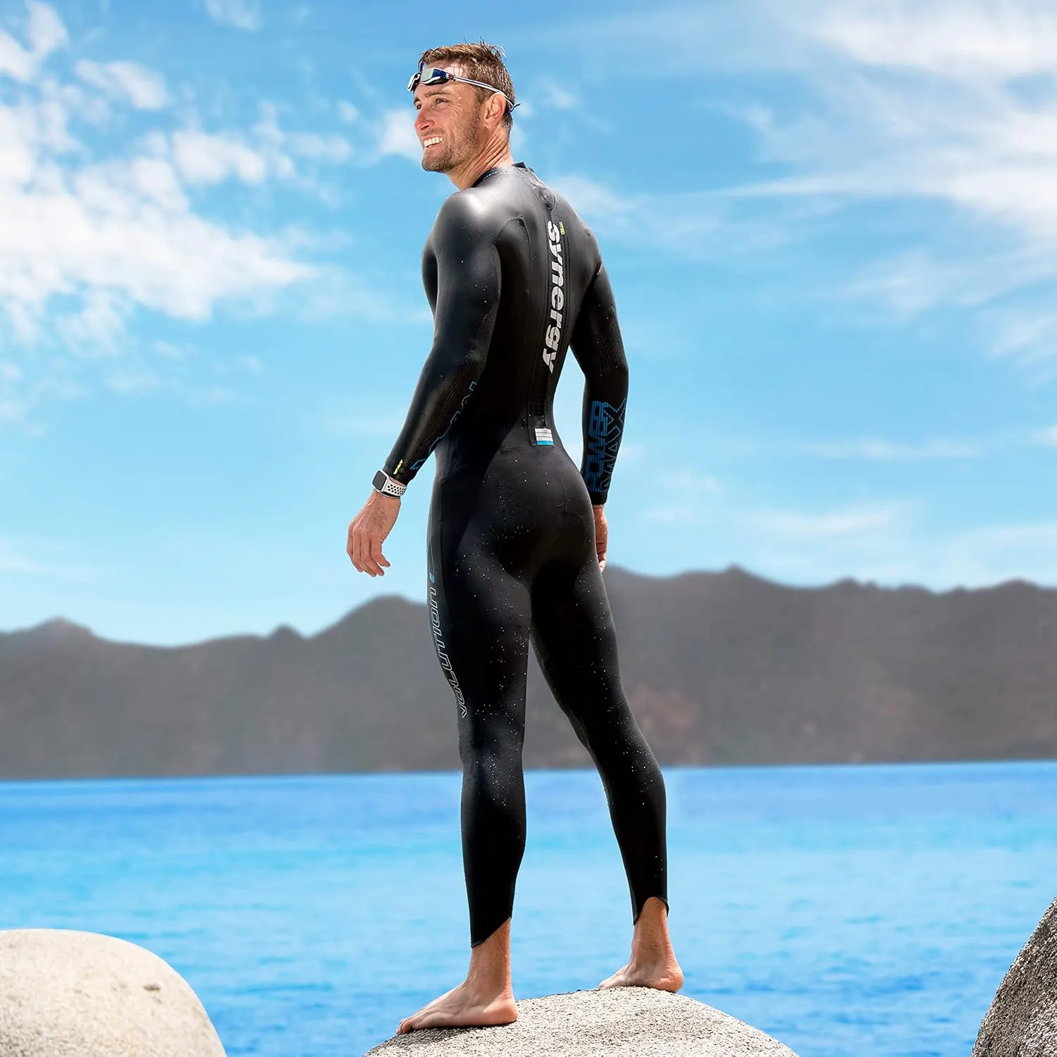 Synergy Triathlon Wetsuit 3/2mm - Volution Full Sleeve Smoothskin Neoprene for Open Water Swimming Ironman & USAT Approved