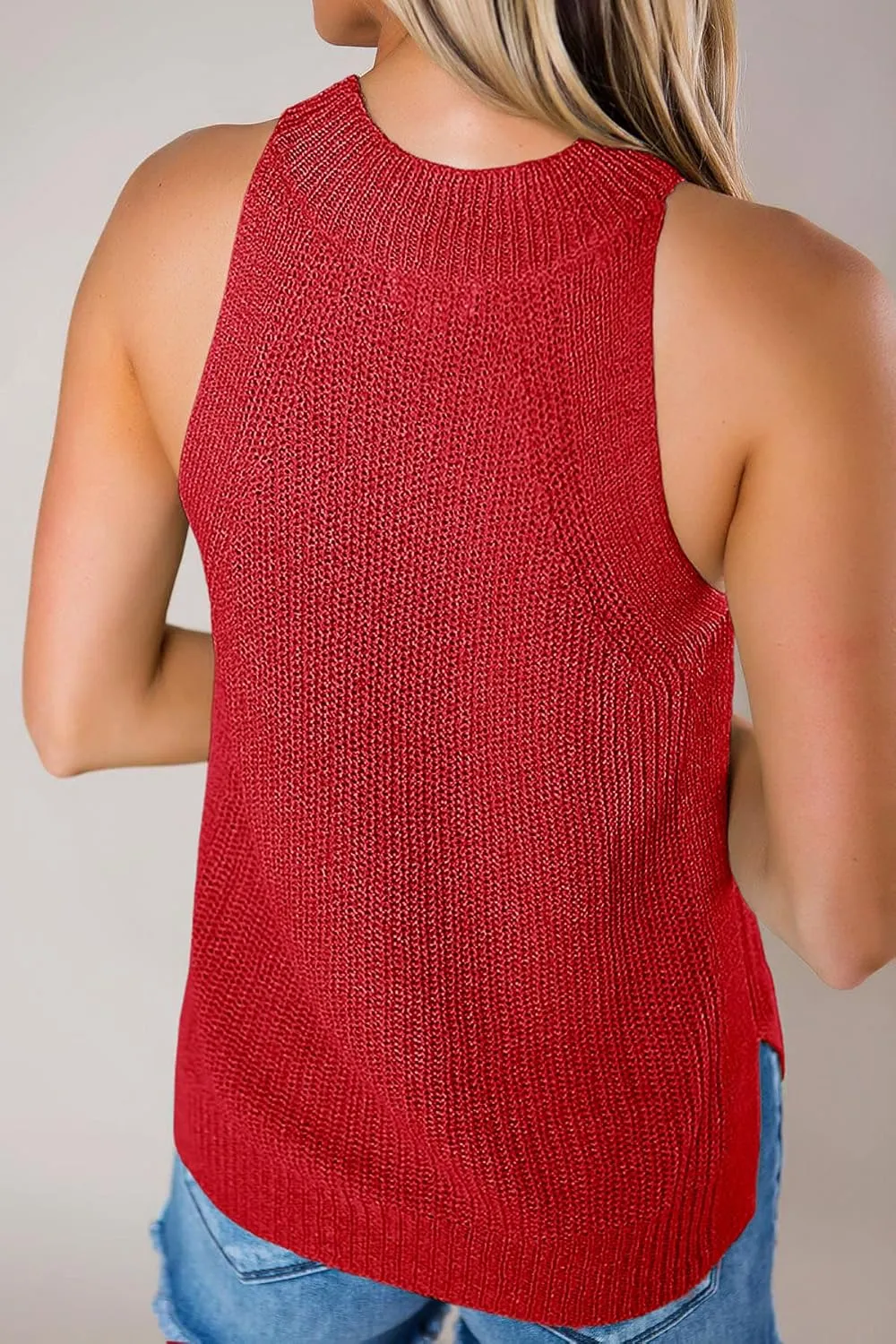 SySea Womens Summer Loose Knit Shirts Sleeveless Halter Neck Sweater Tank Tops