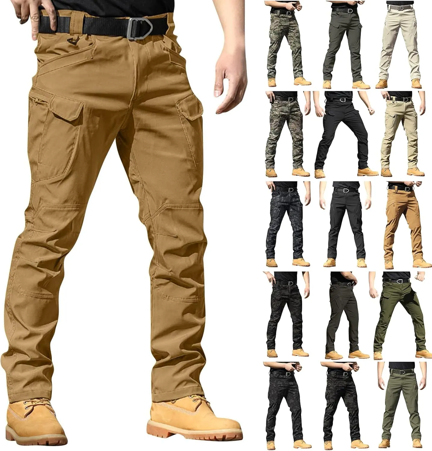 Tactical Cargo Pants for Men Ripstop Stretchy Work Pants Construction Flex Camo Waterproof Hiking Pants with Pockets