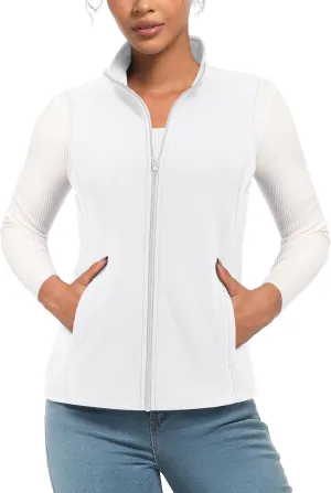 TACVASEN Women's Fleece Vest Lightweight Warm Vests Outerwear Sleeveless Zip Jacket Fall Winter Soft Vest with Pockets