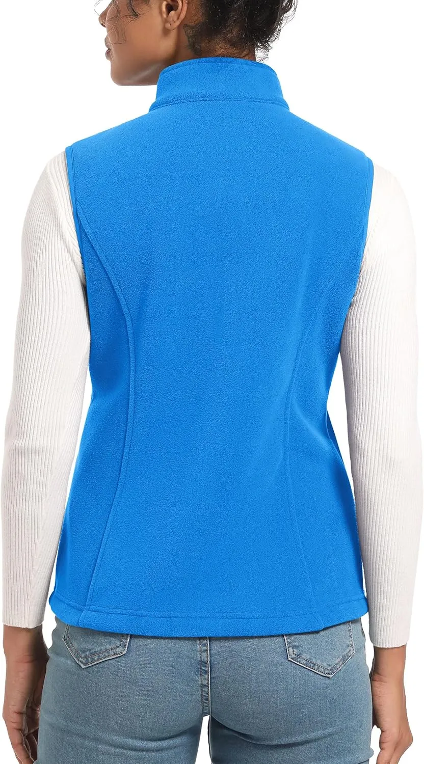 TACVASEN Women's Fleece Vest Lightweight Warm Vests Outerwear Sleeveless Zip Jacket Fall Winter Soft Vest with Pockets