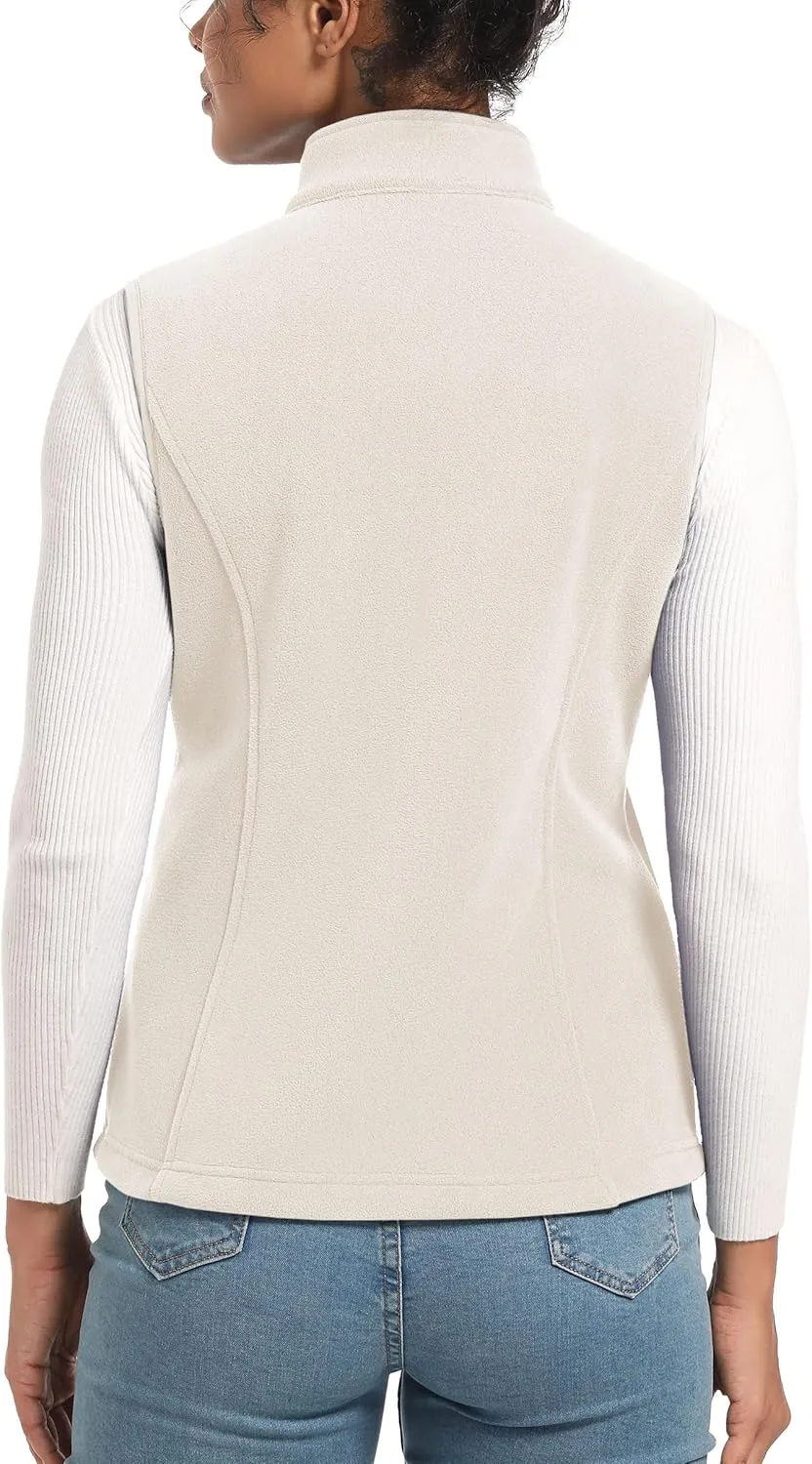 TACVASEN Women's Fleece Vest Lightweight Warm Vests Outerwear Sleeveless Zip Jacket Fall Winter Soft Vest with Pockets