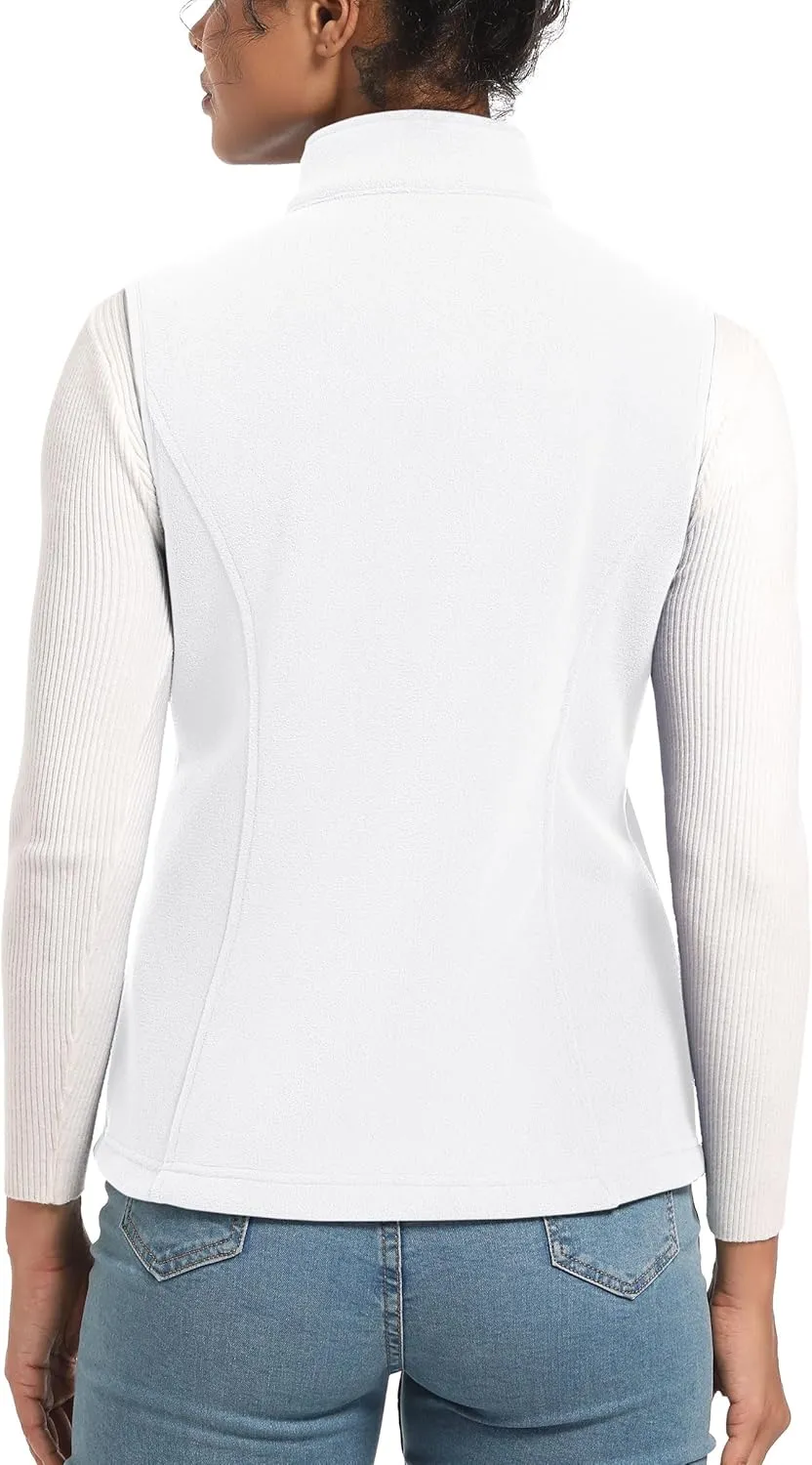 TACVASEN Women's Fleece Vest Lightweight Warm Vests Outerwear Sleeveless Zip Jacket Fall Winter Soft Vest with Pockets