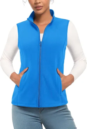 TACVASEN Women's Fleece Vest Lightweight Warm Vests Outerwear Sleeveless Zip Jacket Fall Winter Soft Vest with Pockets
