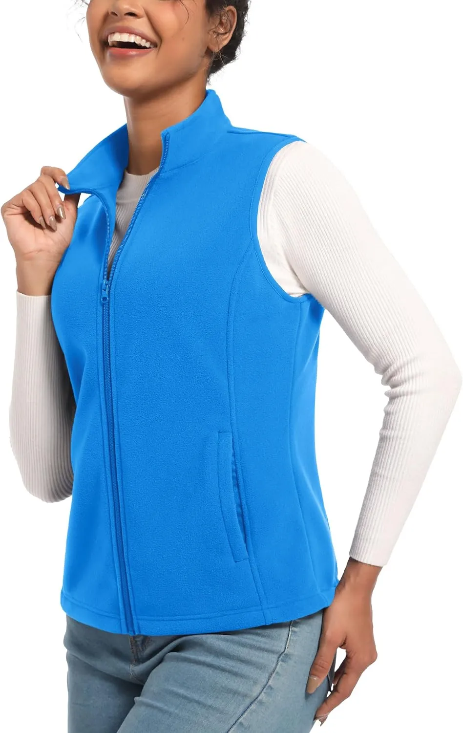 TACVASEN Women's Fleece Vest Lightweight Warm Vests Outerwear Sleeveless Zip Jacket Fall Winter Soft Vest with Pockets