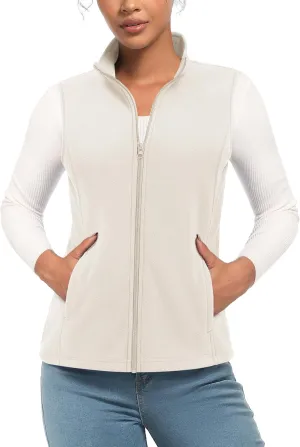TACVASEN Women's Fleece Vest Lightweight Warm Vests Outerwear Sleeveless Zip Jacket Fall Winter Soft Vest with Pockets