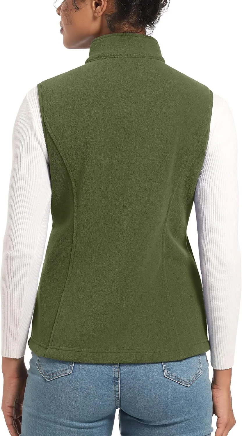 TACVASEN Women's Fleece Vest Lightweight Warm Vests Outerwear Sleeveless Zip Jacket Fall Winter Soft Vest with Pockets