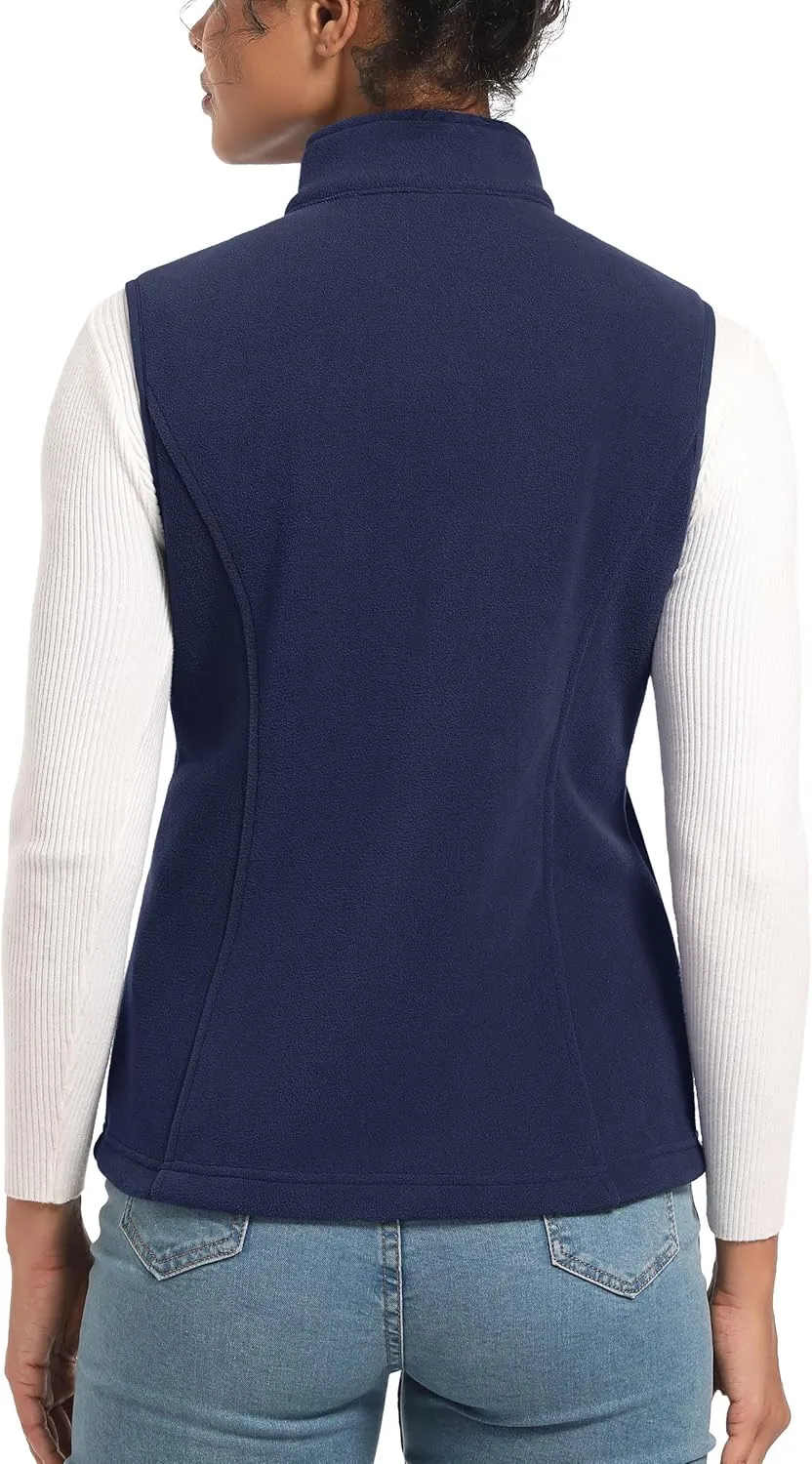 TACVASEN Women's Fleece Vest Lightweight Warm Vests Outerwear Sleeveless Zip Jacket Fall Winter Soft Vest with Pockets
