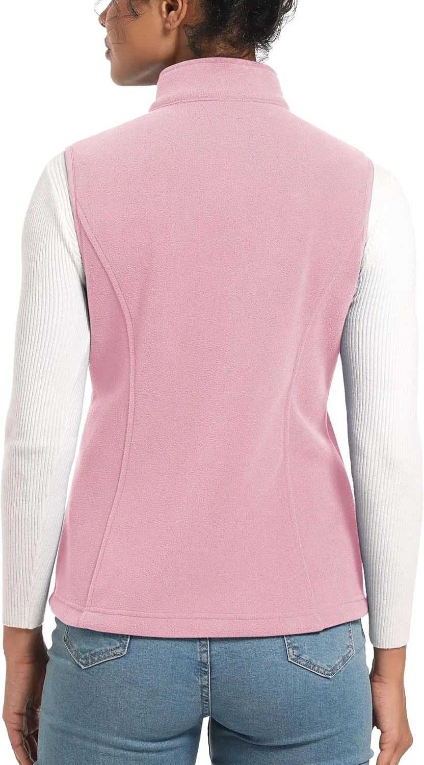 TACVASEN Women's Fleece Vest Lightweight Warm Vests Outerwear Sleeveless Zip Jacket Fall Winter Soft Vest with Pockets