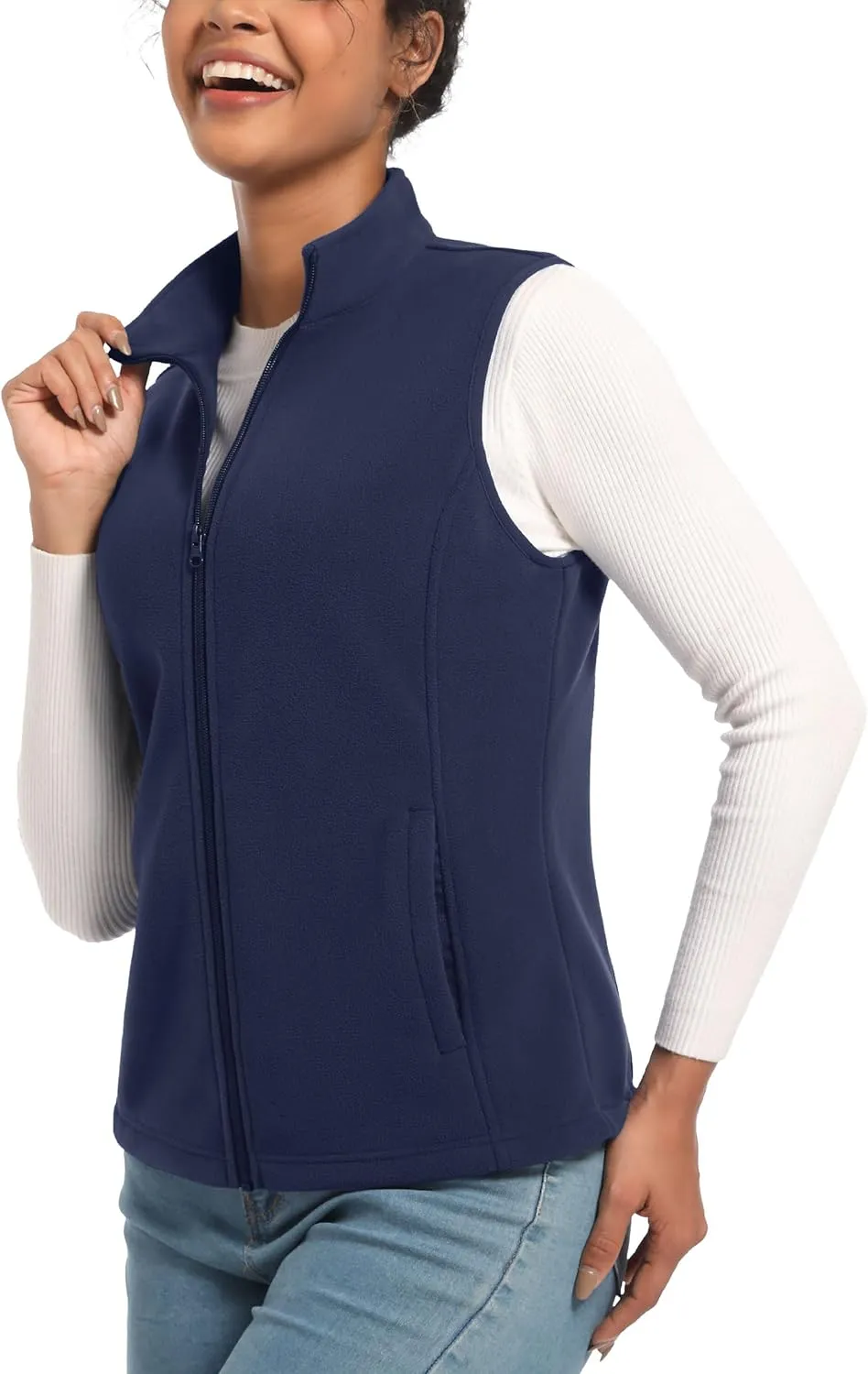 TACVASEN Women's Fleece Vest Lightweight Warm Vests Outerwear Sleeveless Zip Jacket Fall Winter Soft Vest with Pockets