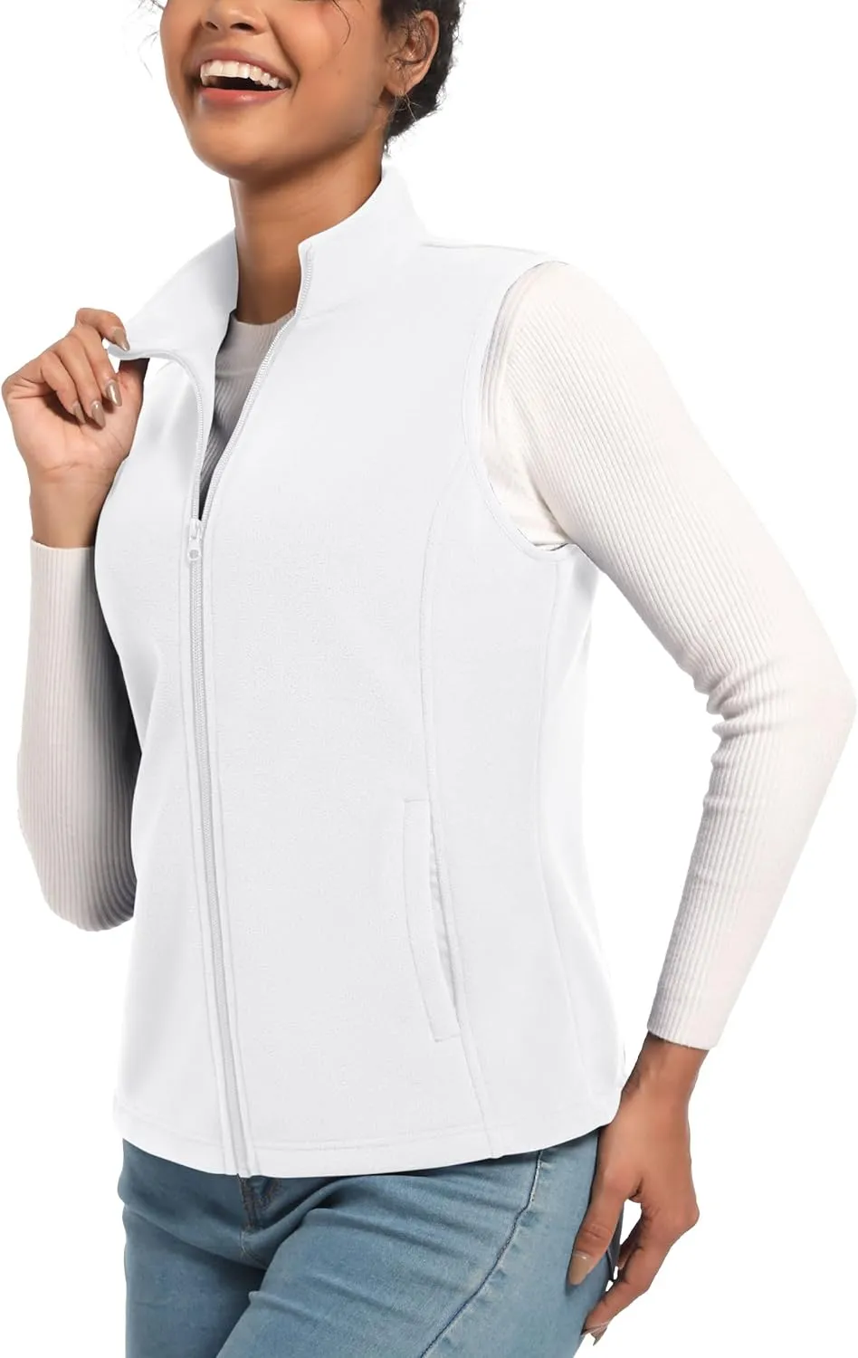 TACVASEN Women's Fleece Vest Lightweight Warm Vests Outerwear Sleeveless Zip Jacket Fall Winter Soft Vest with Pockets