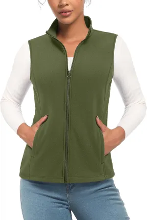 TACVASEN Women's Fleece Vest Lightweight Warm Vests Outerwear Sleeveless Zip Jacket Fall Winter Soft Vest with Pockets