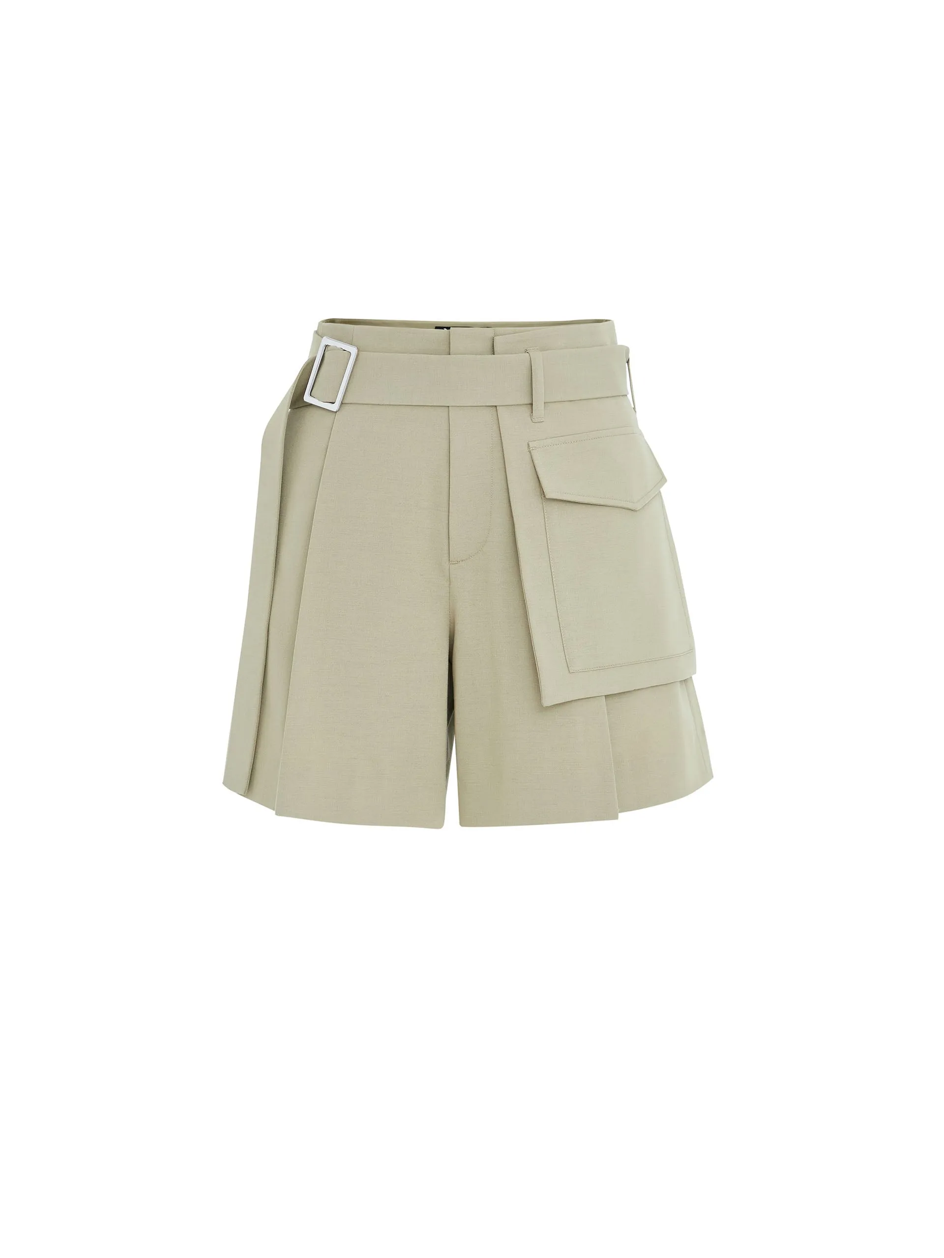 Tailored Pleated Shorts with Belt