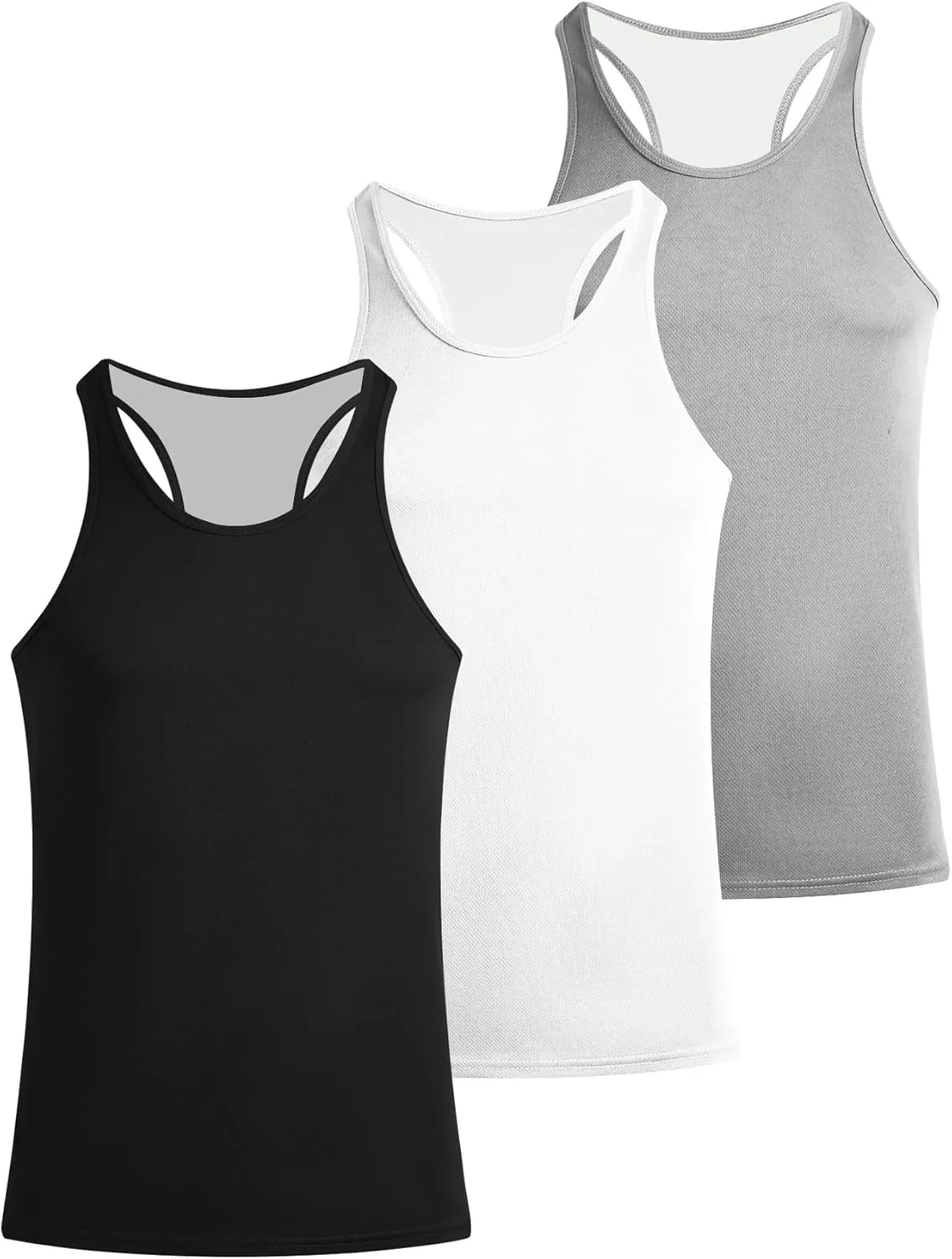 Tank Tops Men Y-Back Muscle 3 Pack Dry Fit Sleeveless Workout Tank Tops for Men Mesh Material Running Gym