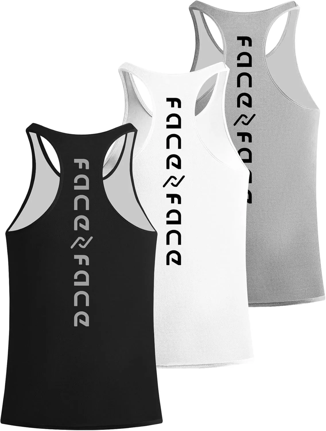 Tank Tops Men Y-Back Muscle 3 Pack Dry Fit Sleeveless Workout Tank Tops for Men Mesh Material Running Gym