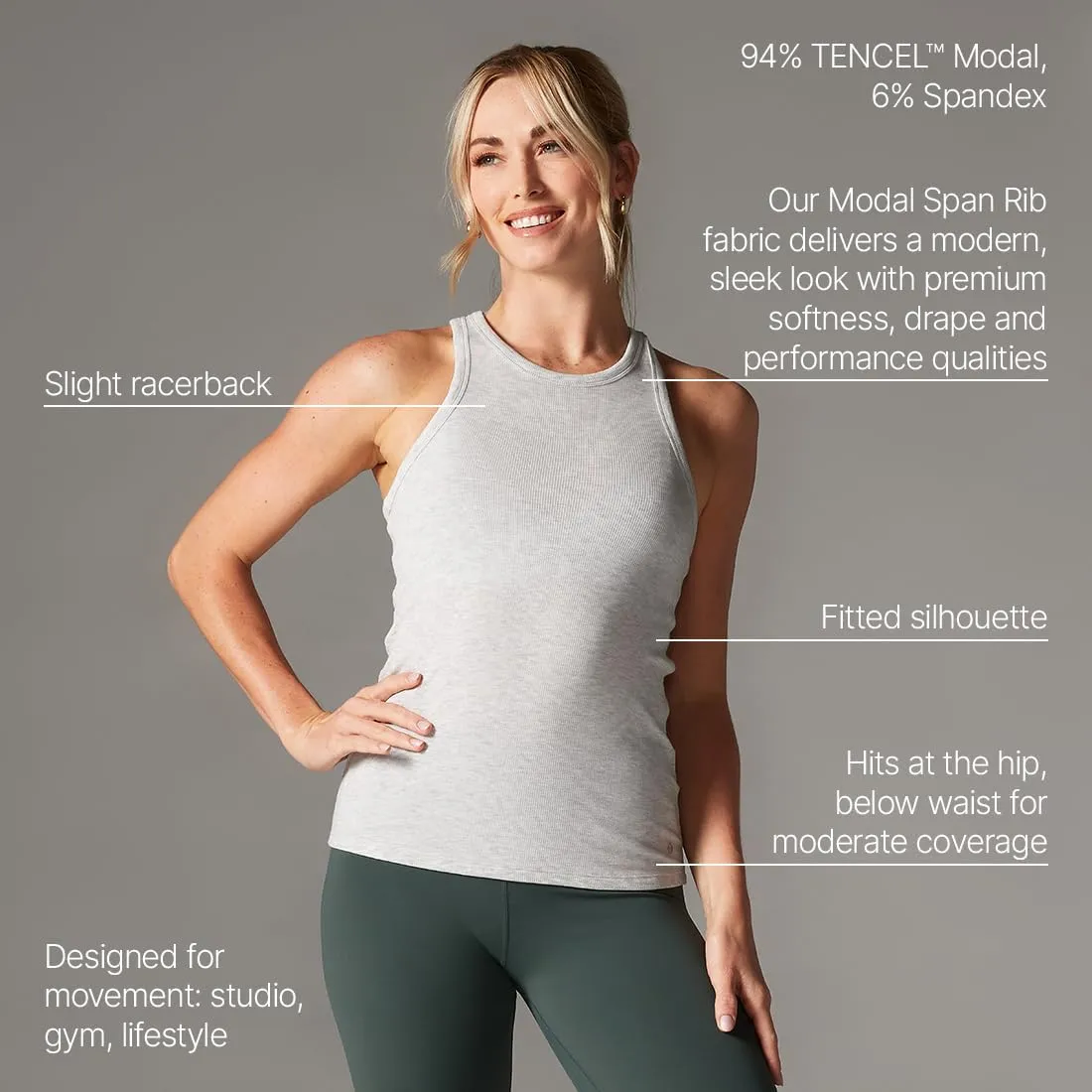 Tavi Womens Rib Tank Top  Ribbed Tank Top, Workout Tops, High Neck Tank Top, Lightweight Racerback Tank