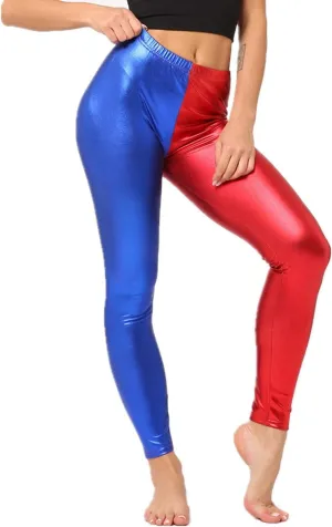 The Fancy Dress Women's Red Blue Squad Cosplay Outfit - Ladies Halloween Theme Party Shiny Wetlook Plus Size S-XXL