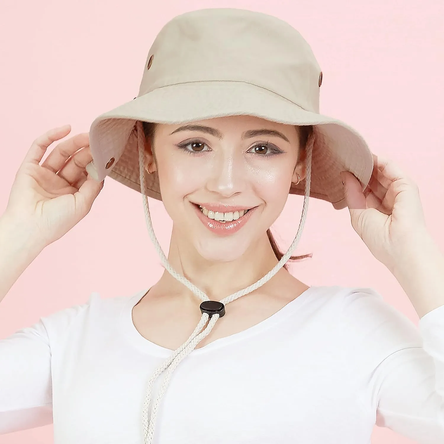 The Hat Depot Cotton Stone-Washed Safari Wide Brim Foldable Double-Sided Sun Boonie Bucket Hat