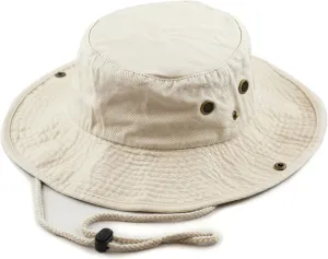 The Hat Depot Cotton Stone-Washed Safari Wide Brim Foldable Double-Sided Sun Boonie Bucket Hat