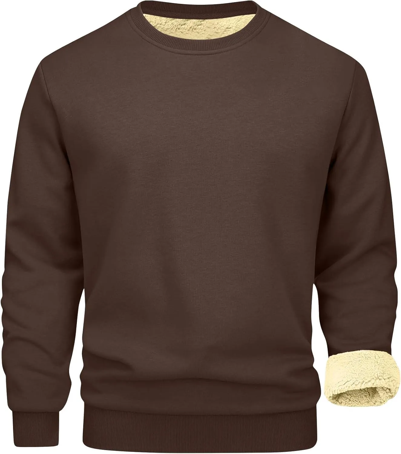 Thermal Shirts for Men Fleece Lined Pullover Sweatshirt Crewneck Long Sleeve Tshirt Winter Warm Sweatshirt Thick Tops