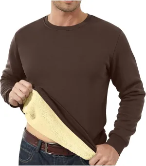 Thermal Shirts for Men Fleece Lined Pullover Sweatshirt Crewneck Long Sleeve Tshirt Winter Warm Sweatshirt Thick Tops