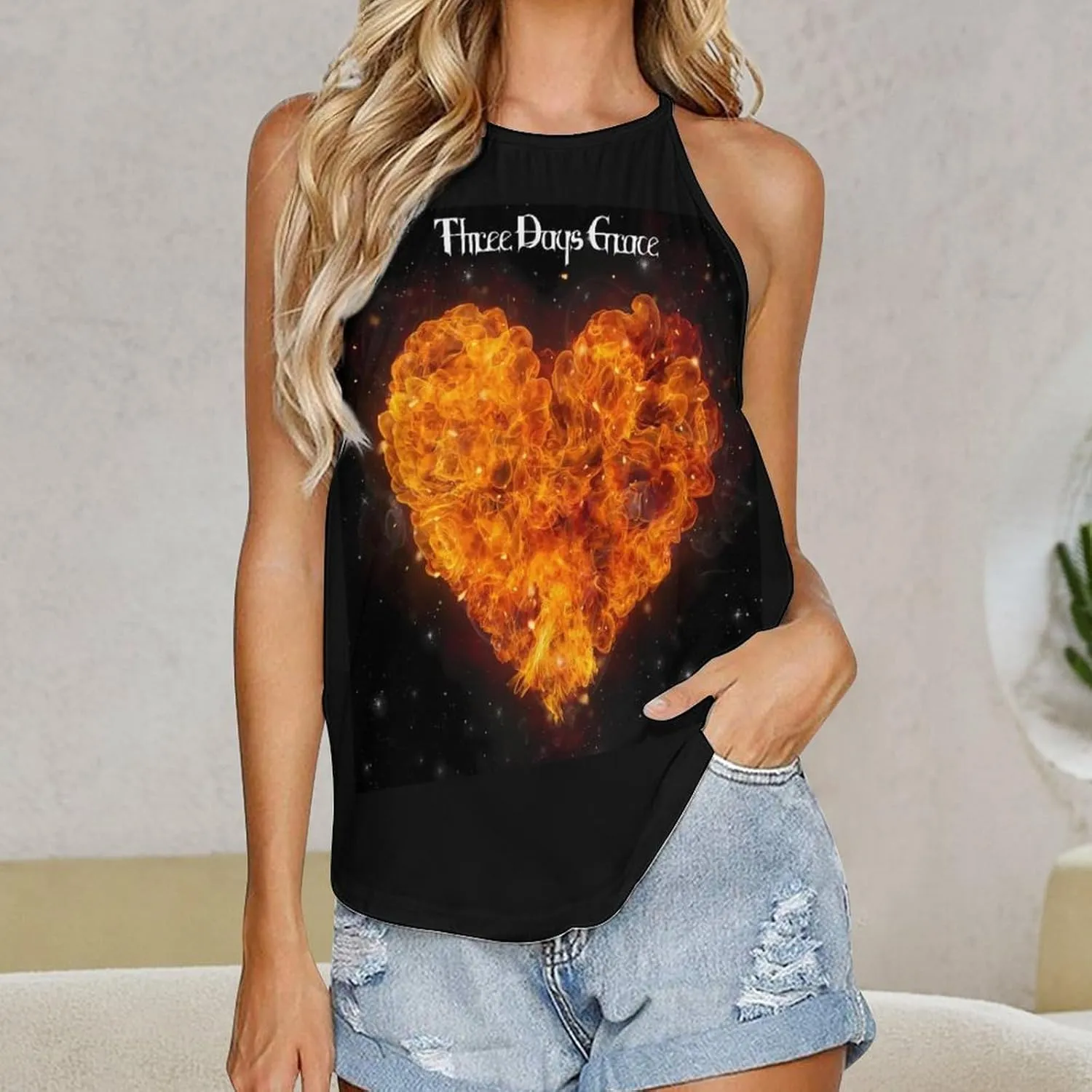 Three Music Day and Grace Women's Tank Top Sleeveless Round Neck Top Sports Gym Tank Top T-Shirt