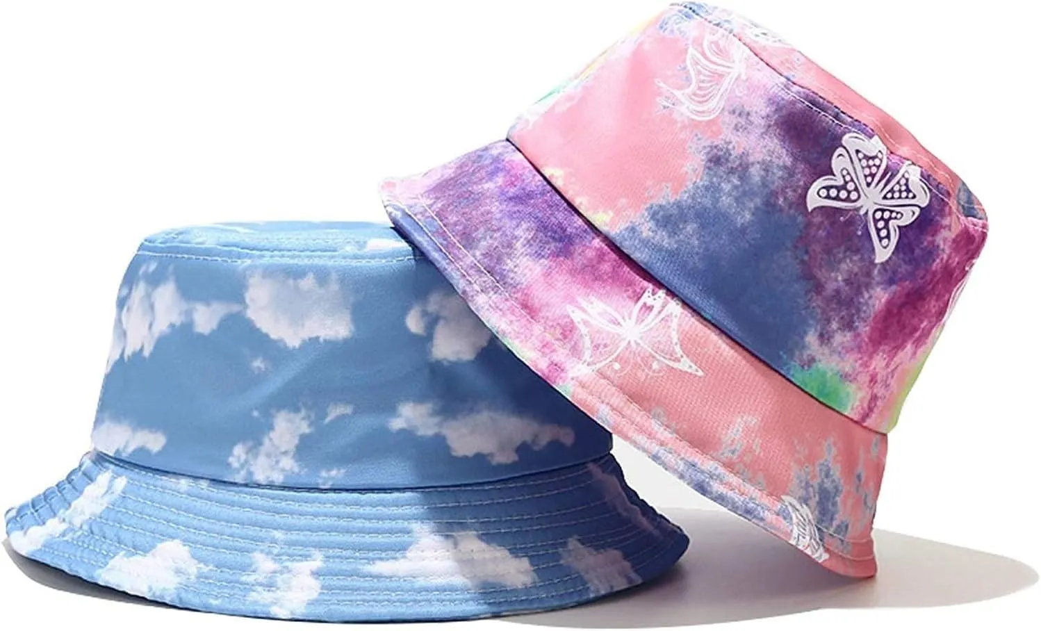 Tie Dye Bucket Hat Reversible Cotton Multicolored Fisherman Cap Packable Sun Hat