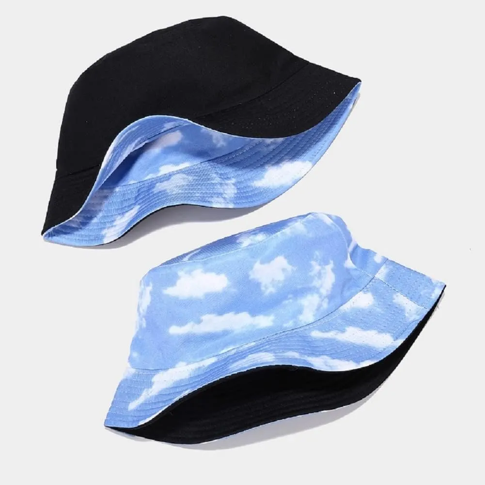 Tie Dye Bucket Hat Reversible Cotton Multicolored Fisherman Cap Packable Sun Hat