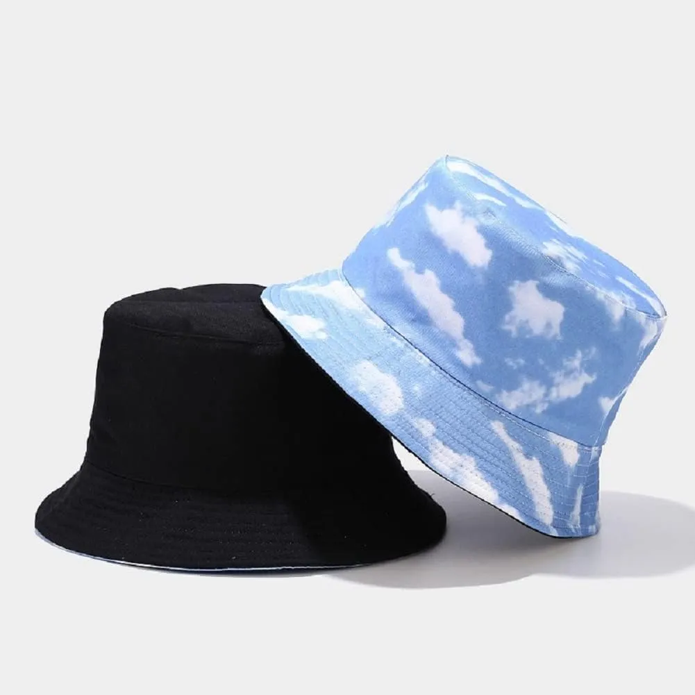 Tie Dye Bucket Hat Reversible Cotton Multicolored Fisherman Cap Packable Sun Hat