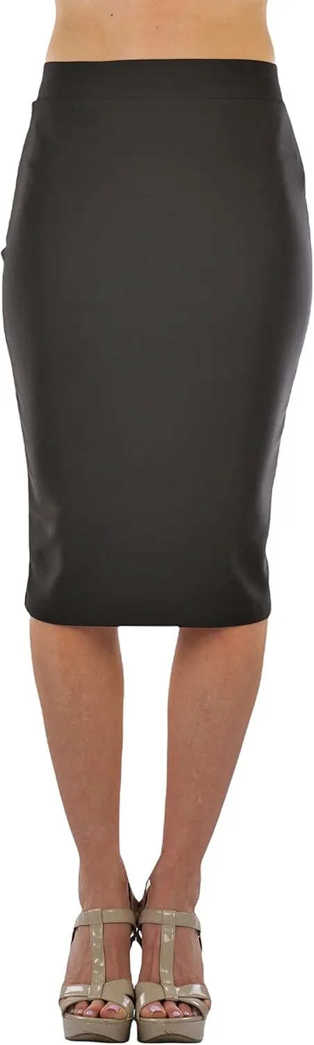 ToBeInStyle Women's Classic Bodycon Pencil Back Slit Scuba Skirt
