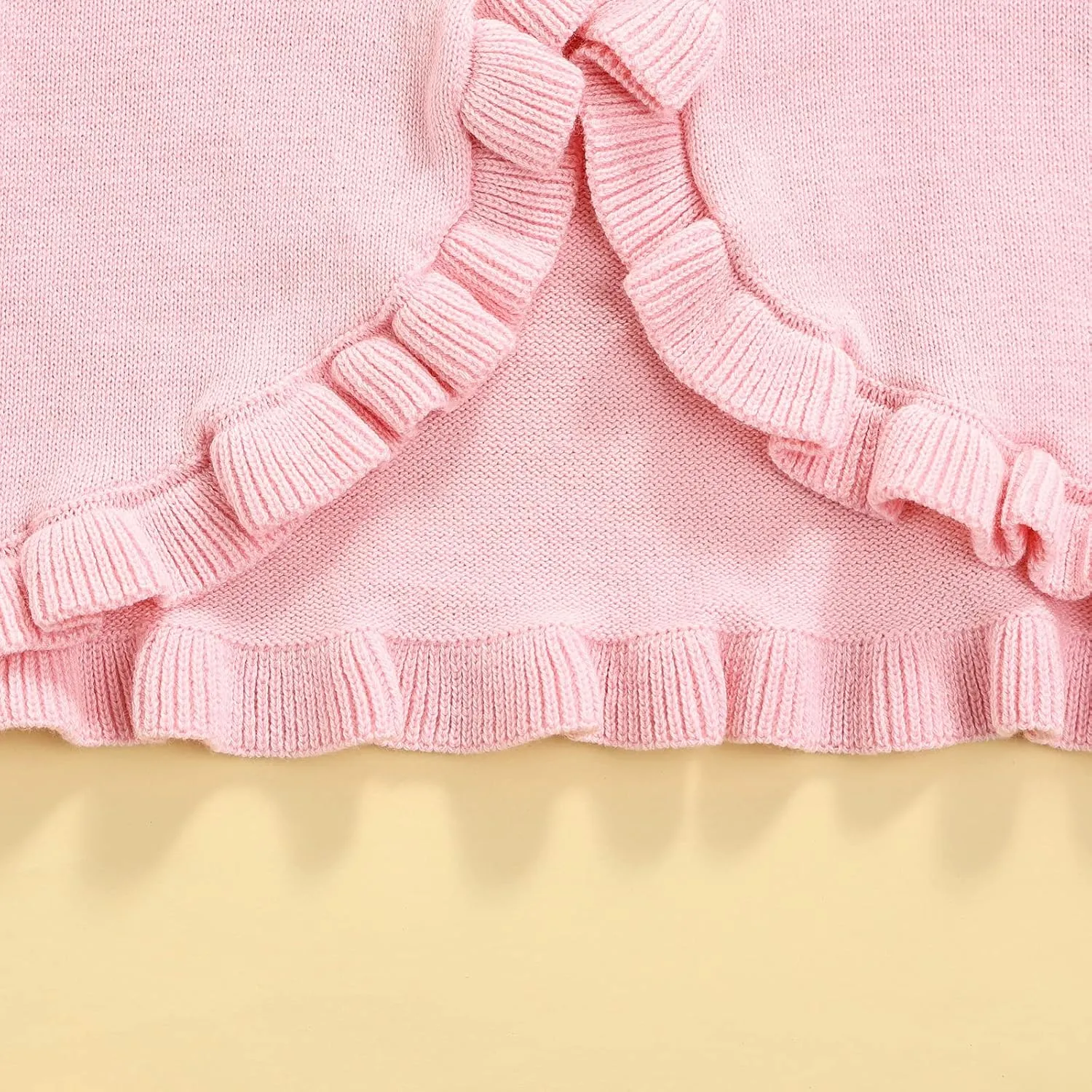 Toddler Baby Girl Sweater Crop Top Knit Cardigan Long Sleeve Ruffled One Button Cute Outwear Kids Fall Shrug Cover Up