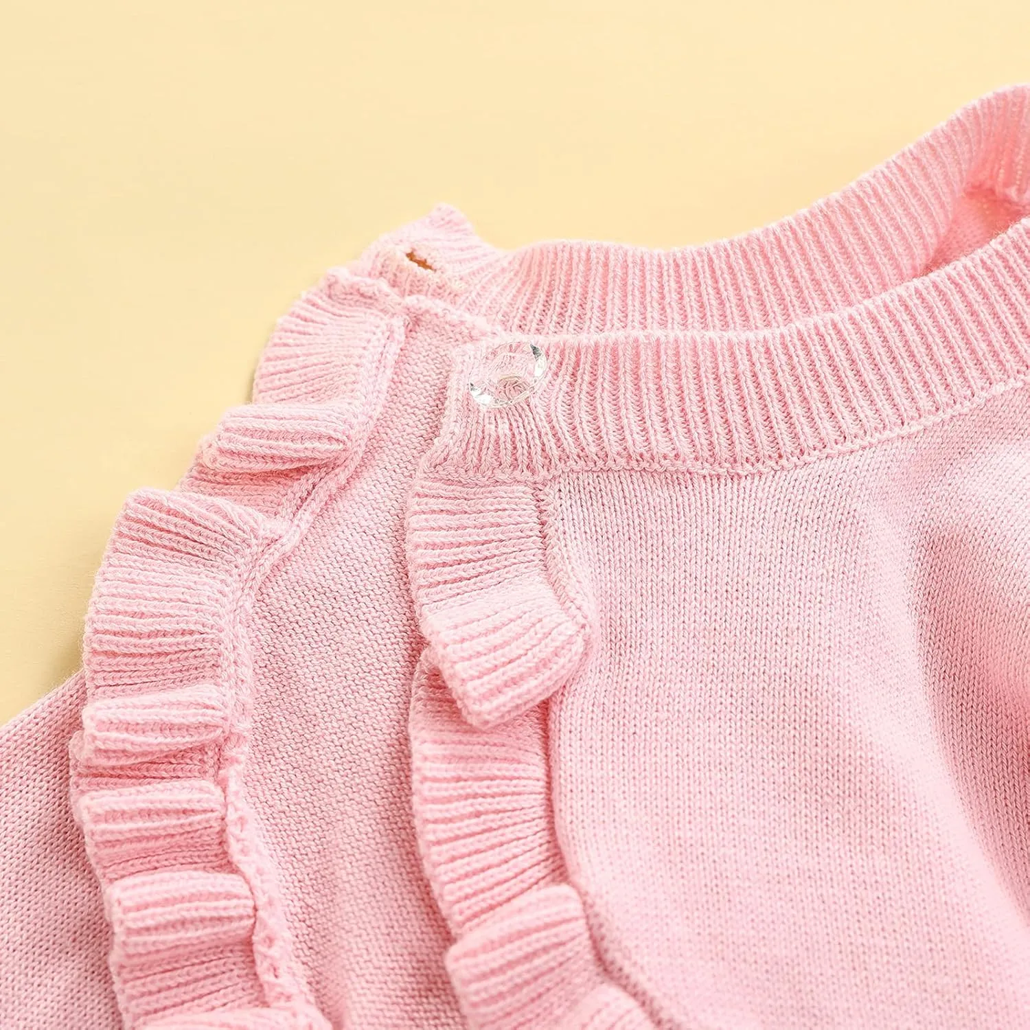 Toddler Baby Girl Sweater Crop Top Knit Cardigan Long Sleeve Ruffled One Button Cute Outwear Kids Fall Shrug Cover Up