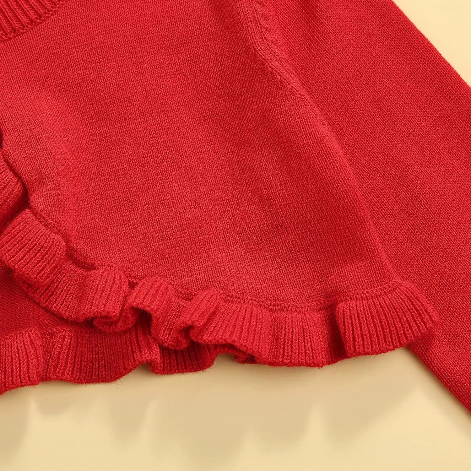 Toddler Baby Girl Sweater Crop Top Knit Cardigan Long Sleeve Ruffled One Button Cute Outwear Kids Fall Shrug Cover Up
